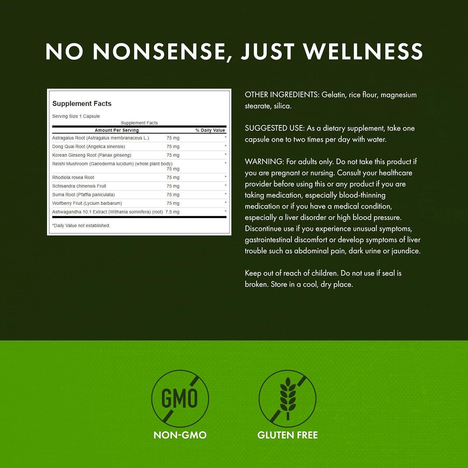 Suplemento Energético Swanson con Rhodiola, Ashwagandha 60 Cápsulas