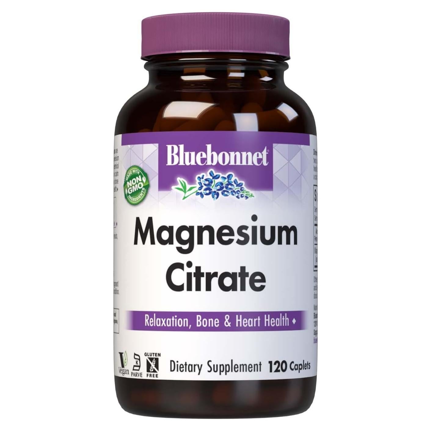 Citrato de Magnesio Bluebonnet 400mg 120 Tabletas Veganas