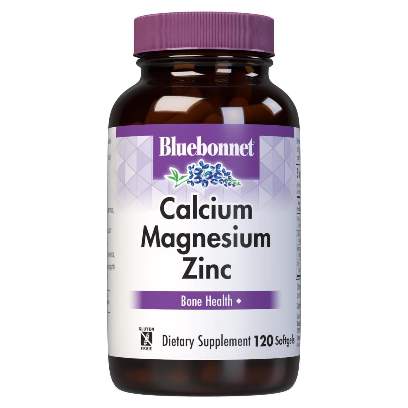 Calcio Magnesio Zinc + Vitamina D3 Bluebonnet 120 Gelatinas