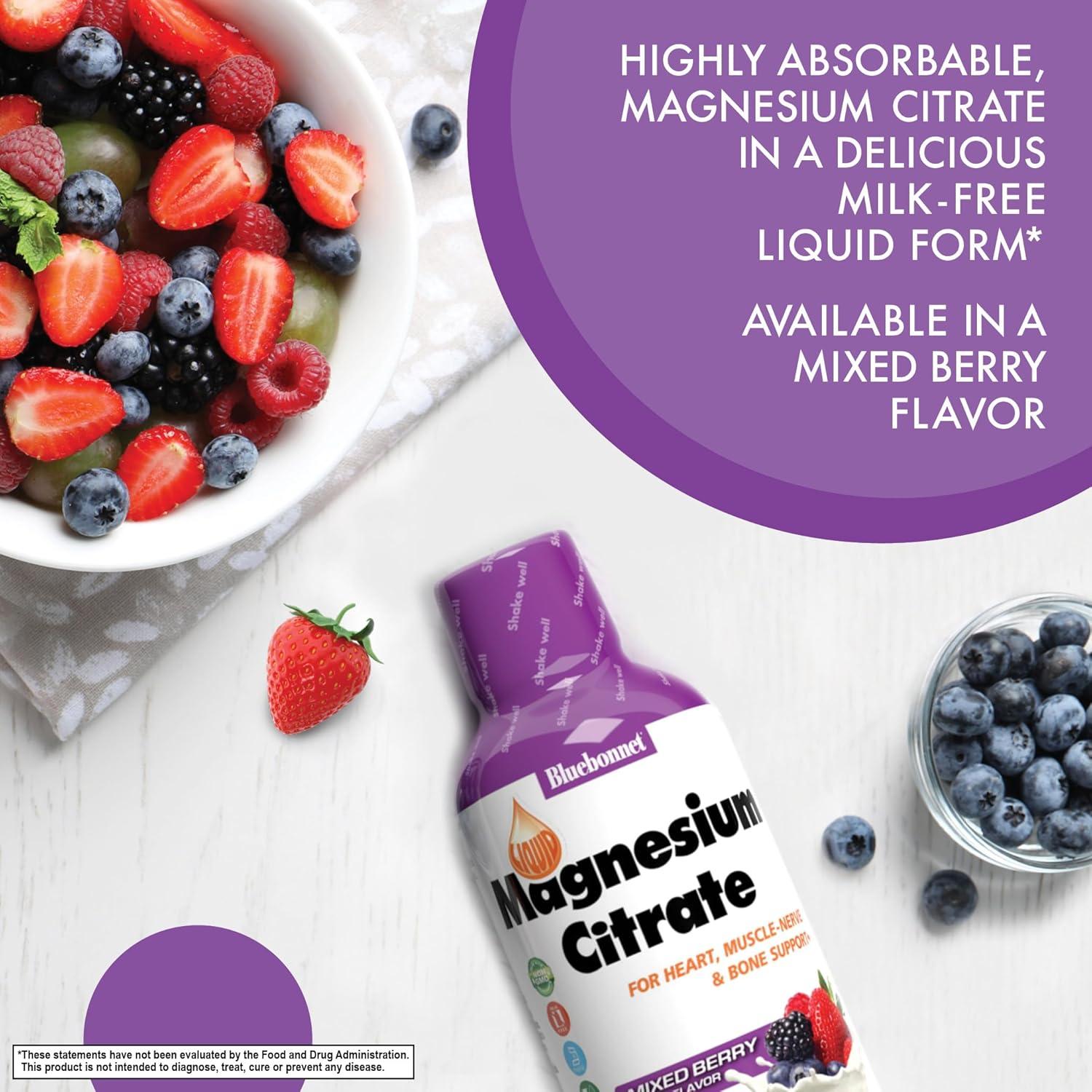 Citrato de Magnesio Bluebonnet 420 mg - 473 ml - Sabor Frutas Mixtas