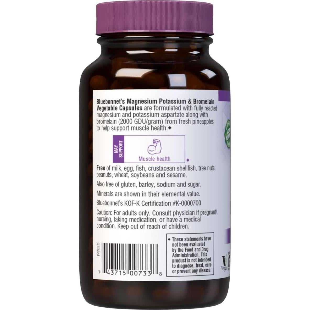 Suplemento de Magnesio y Potasio Bluebonnet 120 Cápsulas
