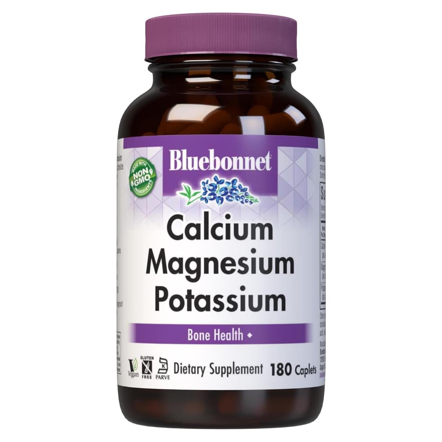 Suplemento Mineral Calcio Magnesio Potasio Bluebonnet 180 Tabletas