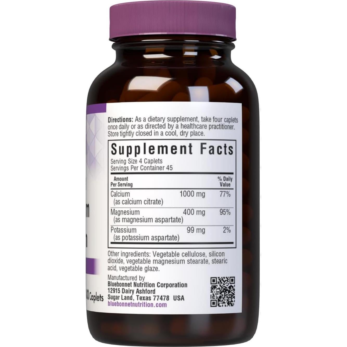 Suplemento Mineral Calcio Magnesio Potasio Bluebonnet 180 Tabletas