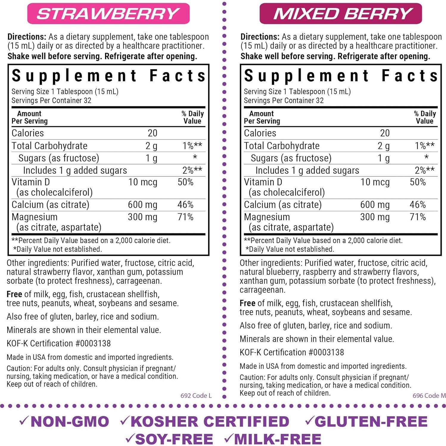 Suplemento de Calcio Líquido Bluebonnet con Magnesio y Vitamina D3