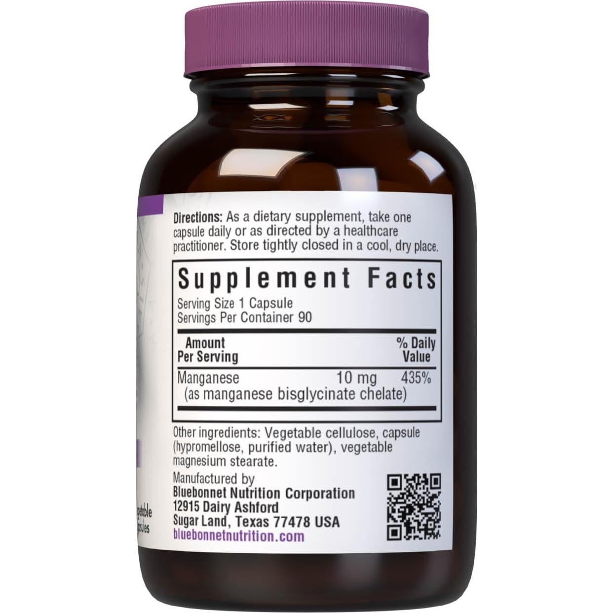 Cápsulas de Manganeso Quelado BlueBonnet 90 Unidades - Vegano