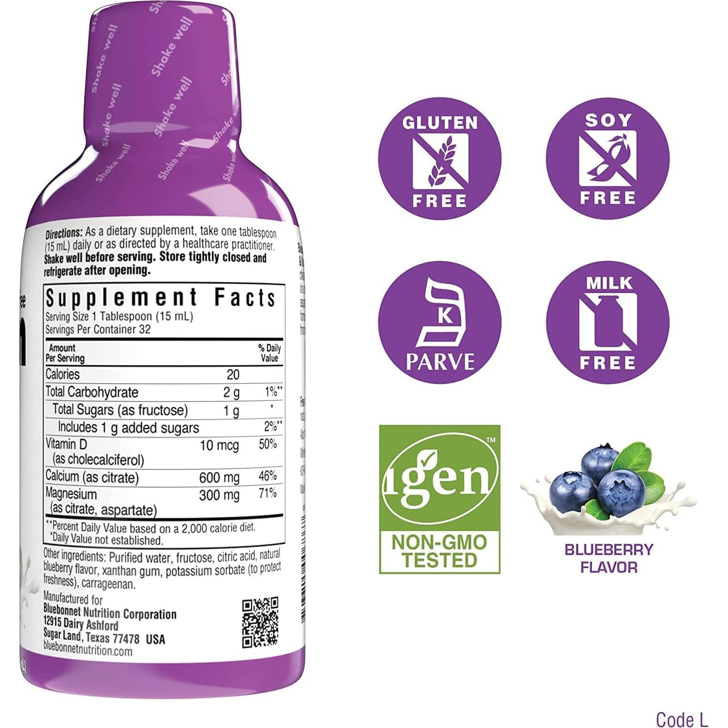 Citrato de Calcio y Magnesio Líquido Bluebonnet 4x480ml