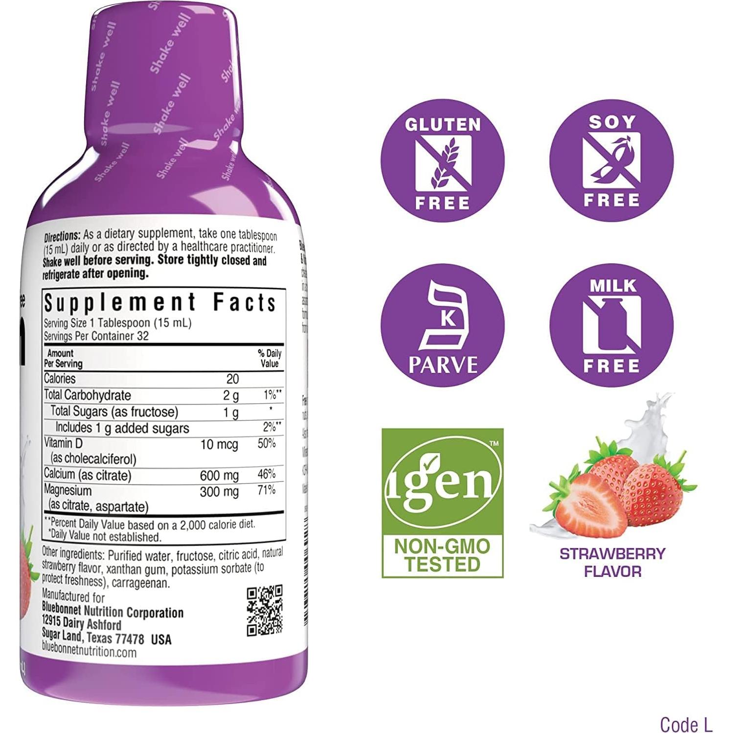 Citrato de Calcio y Magnesio Líquido Bluebonnet 4x480ml