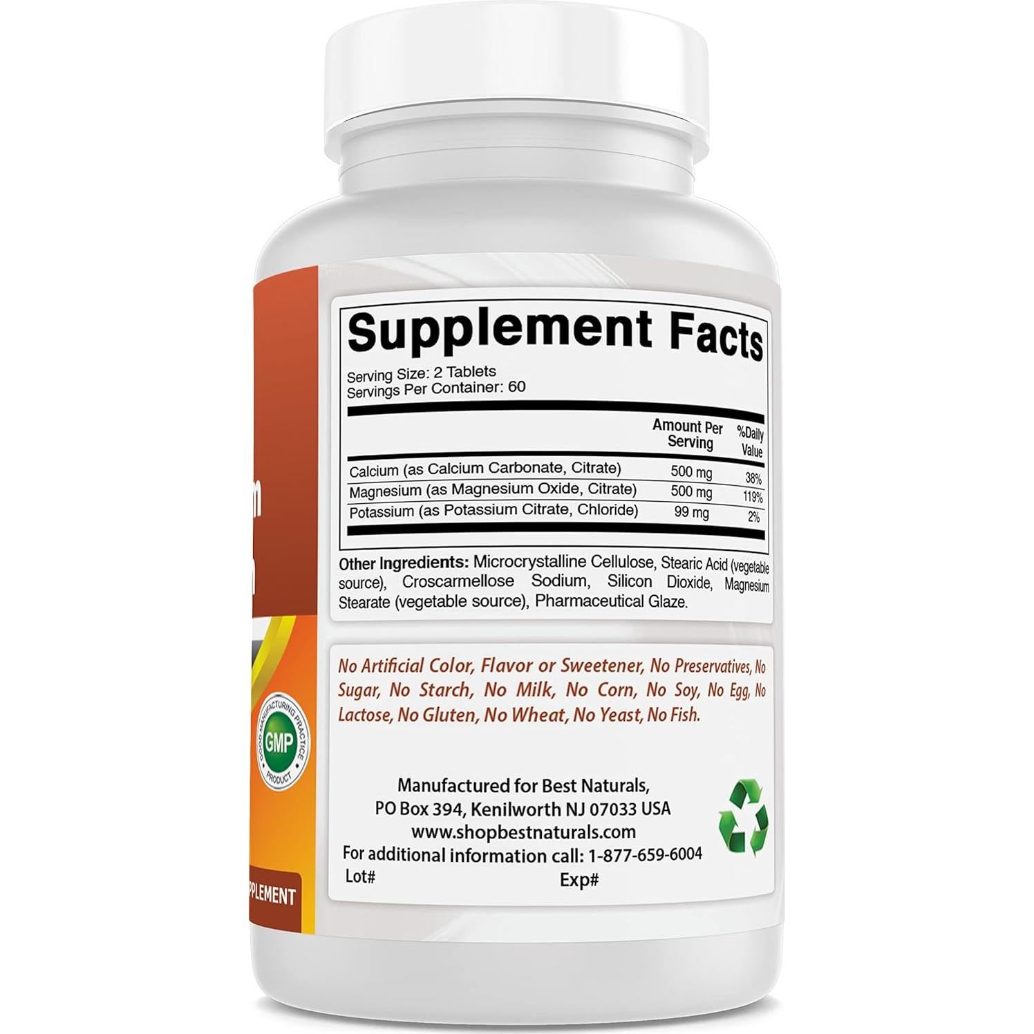 Suplemento Calcio Magnesio Potasio Mejores Naturales 120 Tabletas