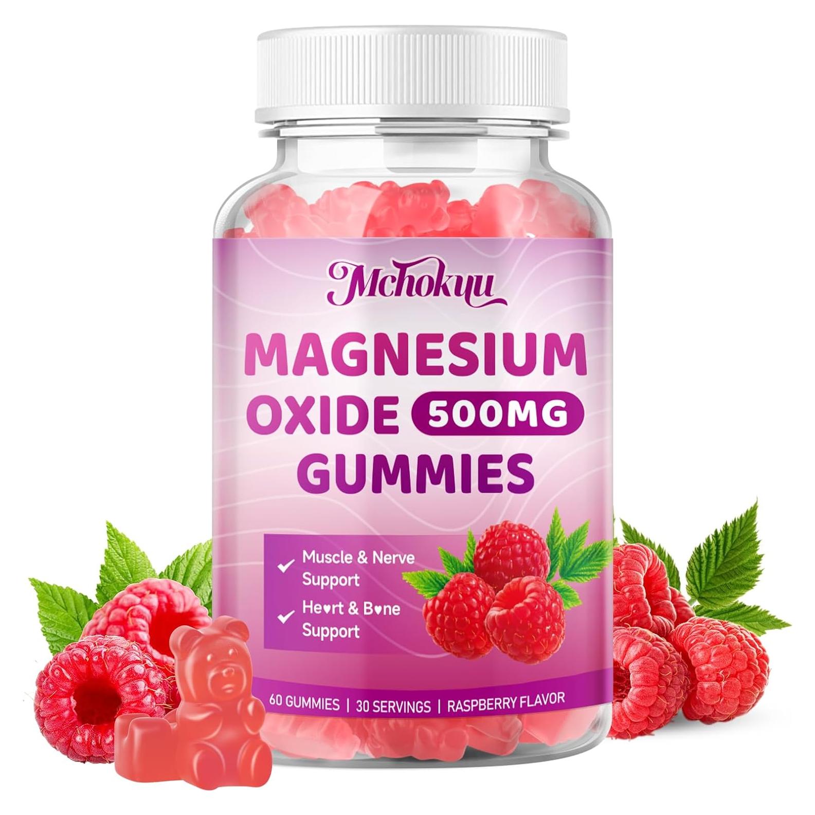 Gomitas de Óxido de Magnesio 500mg Mchokuu Sabor Frambuesa 60 Unidades