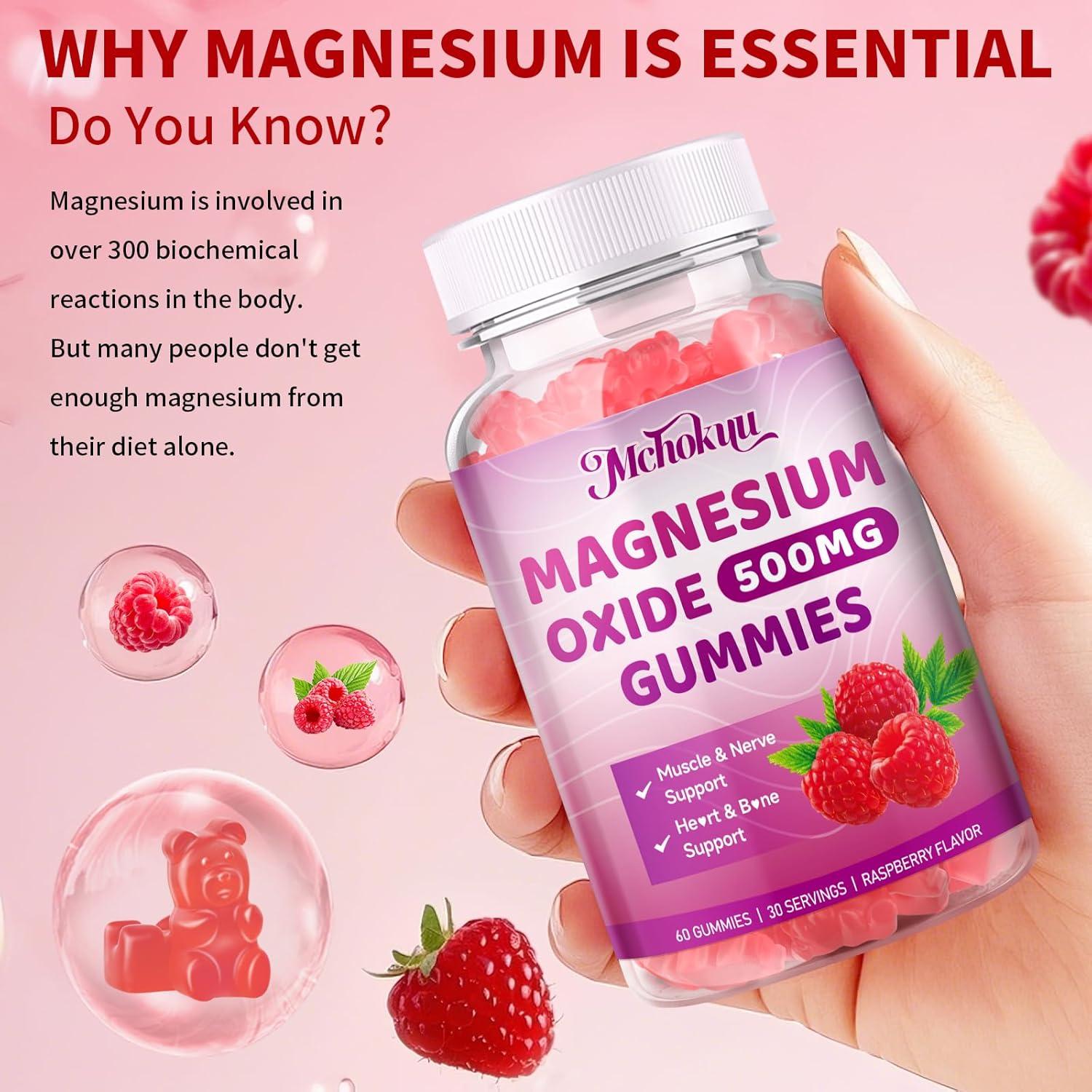 Gomitas de Óxido de Magnesio 500mg Mchokuu Sabor Frambuesa 60 Unidades