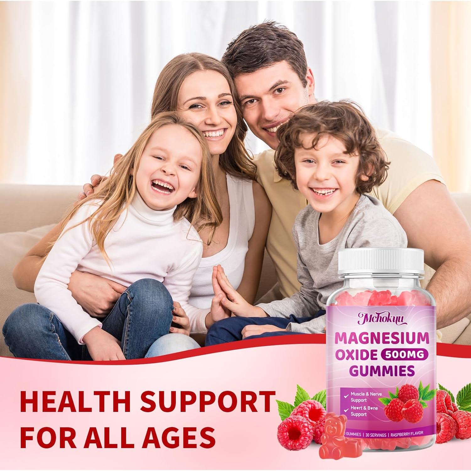 Gomitas de Óxido de Magnesio 500mg Mchokuu Sabor Frambuesa 60 Unidades
