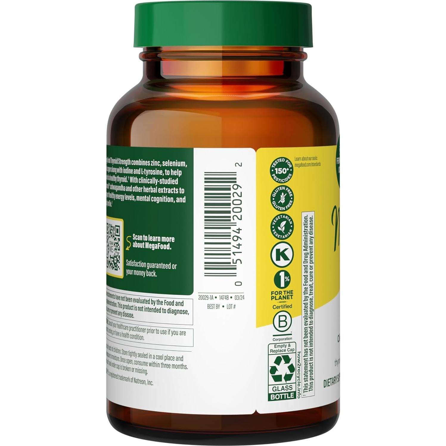 MegaFood Suplemento Tiroides 90 Tabletas Vegetariano