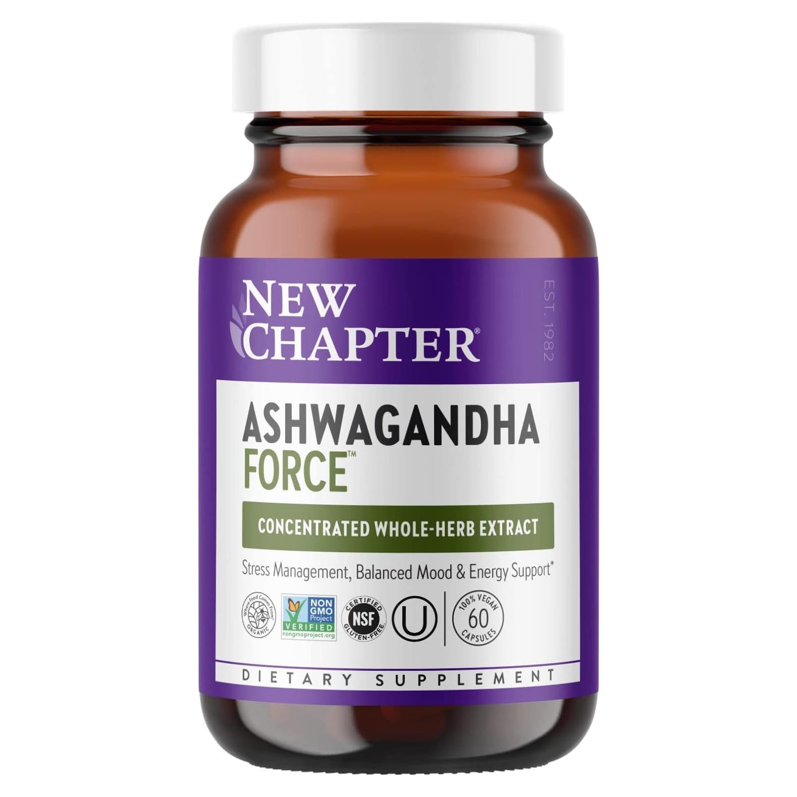 Suplemento Orgánico Ashwagandha New Chapter 60 Cápsulas Veganas