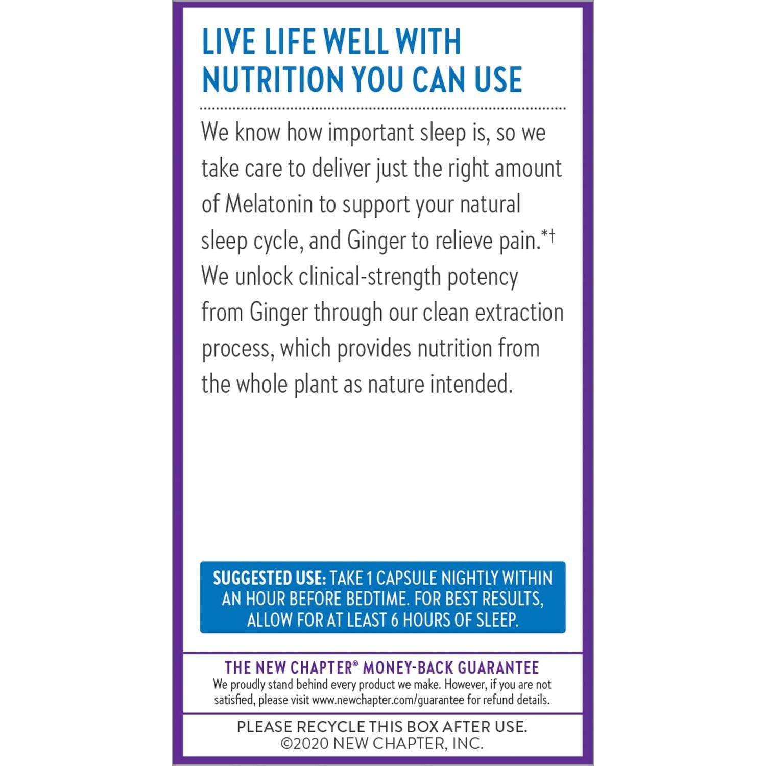 Suplemento para Dormir Melatonina y Jengibre 30 Cápsulas