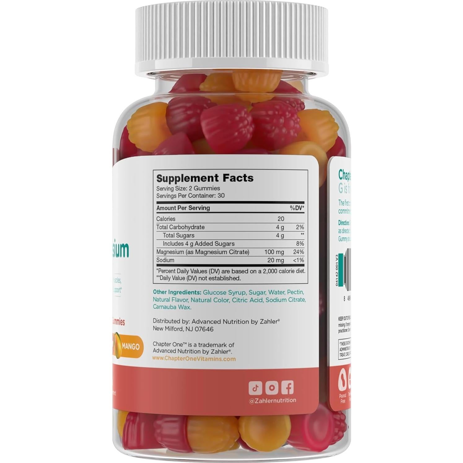 Gominolas de Magnesio Zahler 100 mg Sabor Frambuesa y Mango