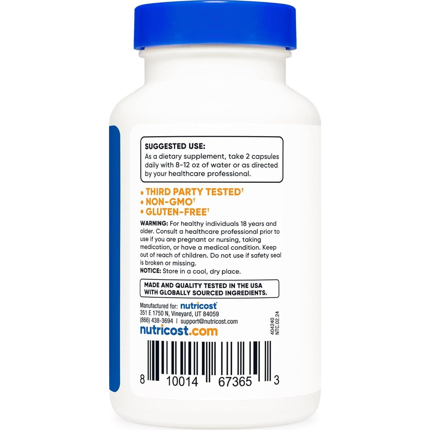 Cápsulas de Orotato de Magnesio Nutricost 1000mg 120 Caps