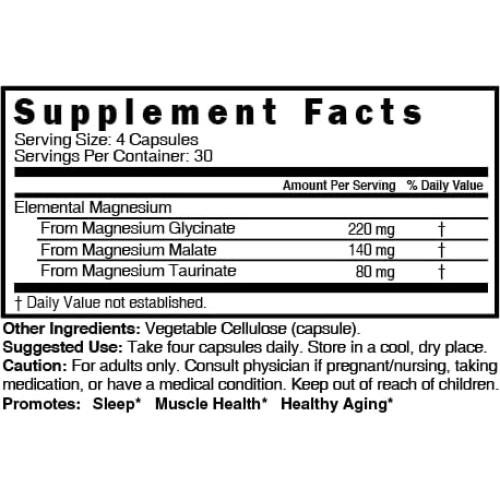 Complejo de Magnesio Triple Nutri 440mg - 120 Cápsulas Veganas