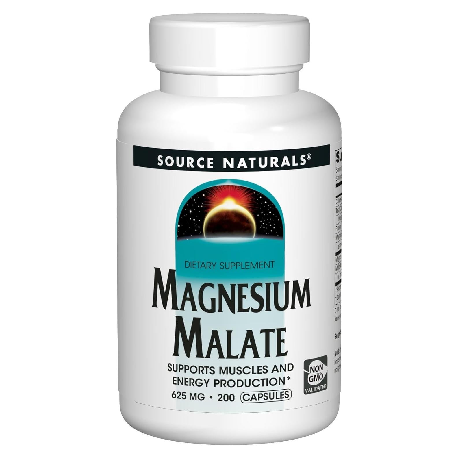 Suplemento de Malato de Magnesio Source Naturals 625mg - 200 Cápsulas