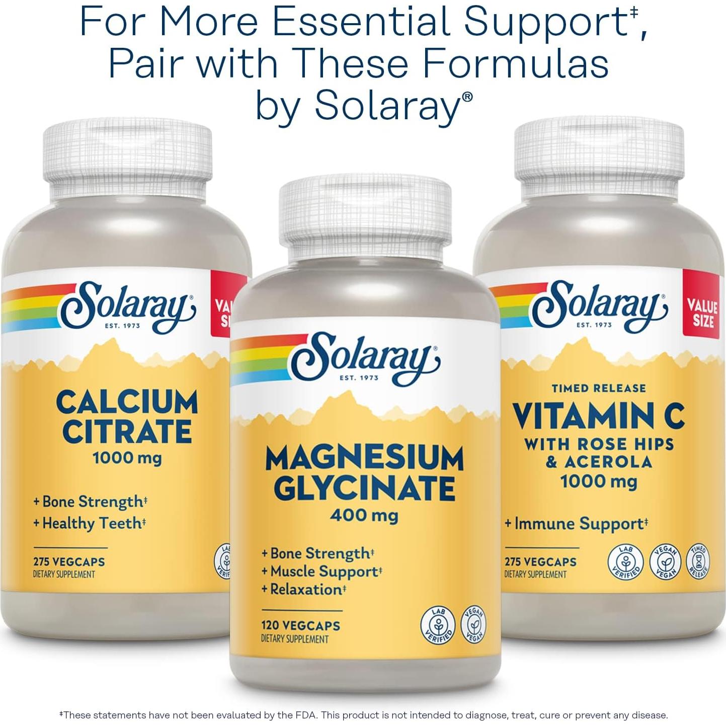 Suplemento de Magnesio y Potasio Solaray con Bromelina 60 VegCaps