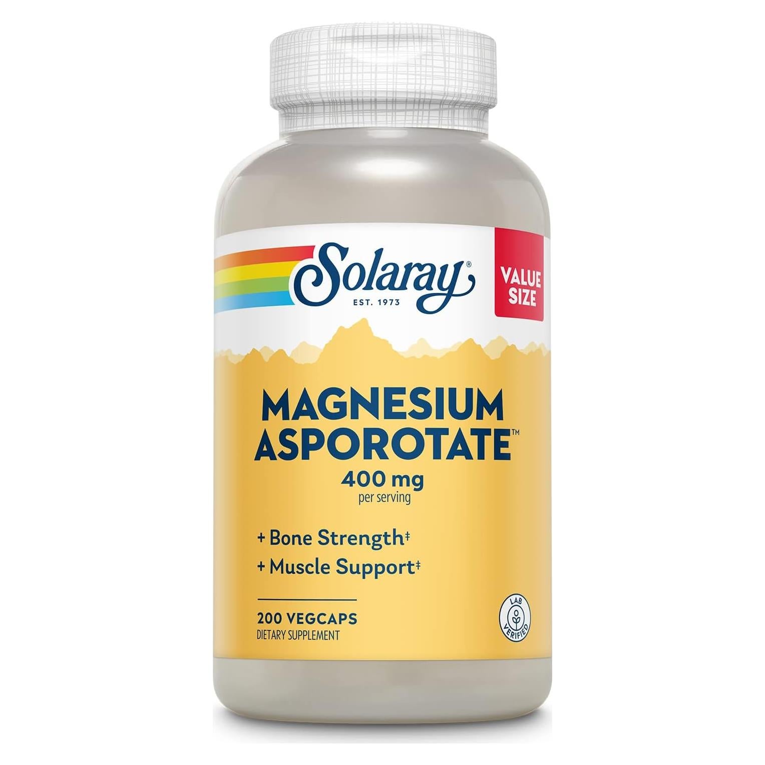 Suplemento de Magnesio Asporotato Solaray 400 mg - Alta Absorción