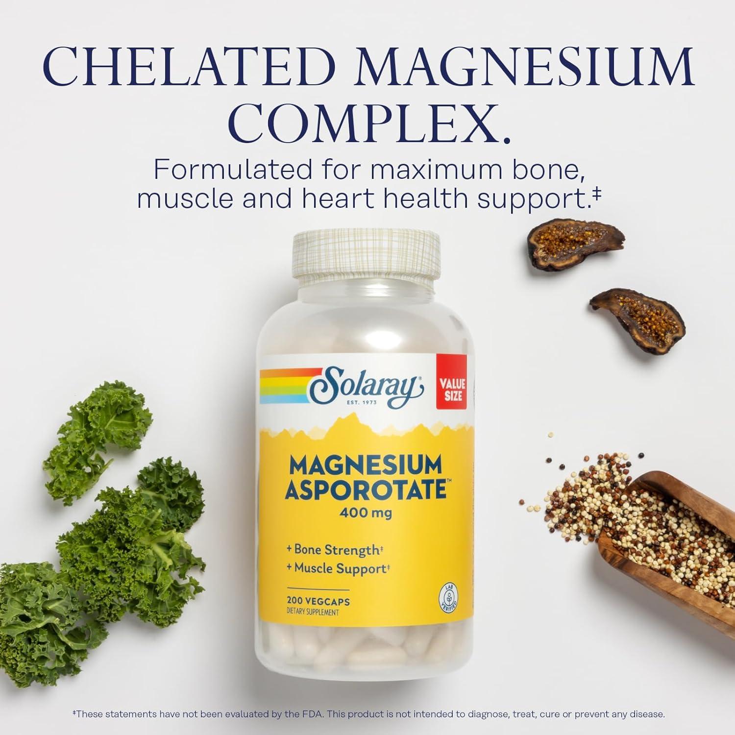 Suplemento de Magnesio Asporotato Solaray 400 mg - Alta Absorción