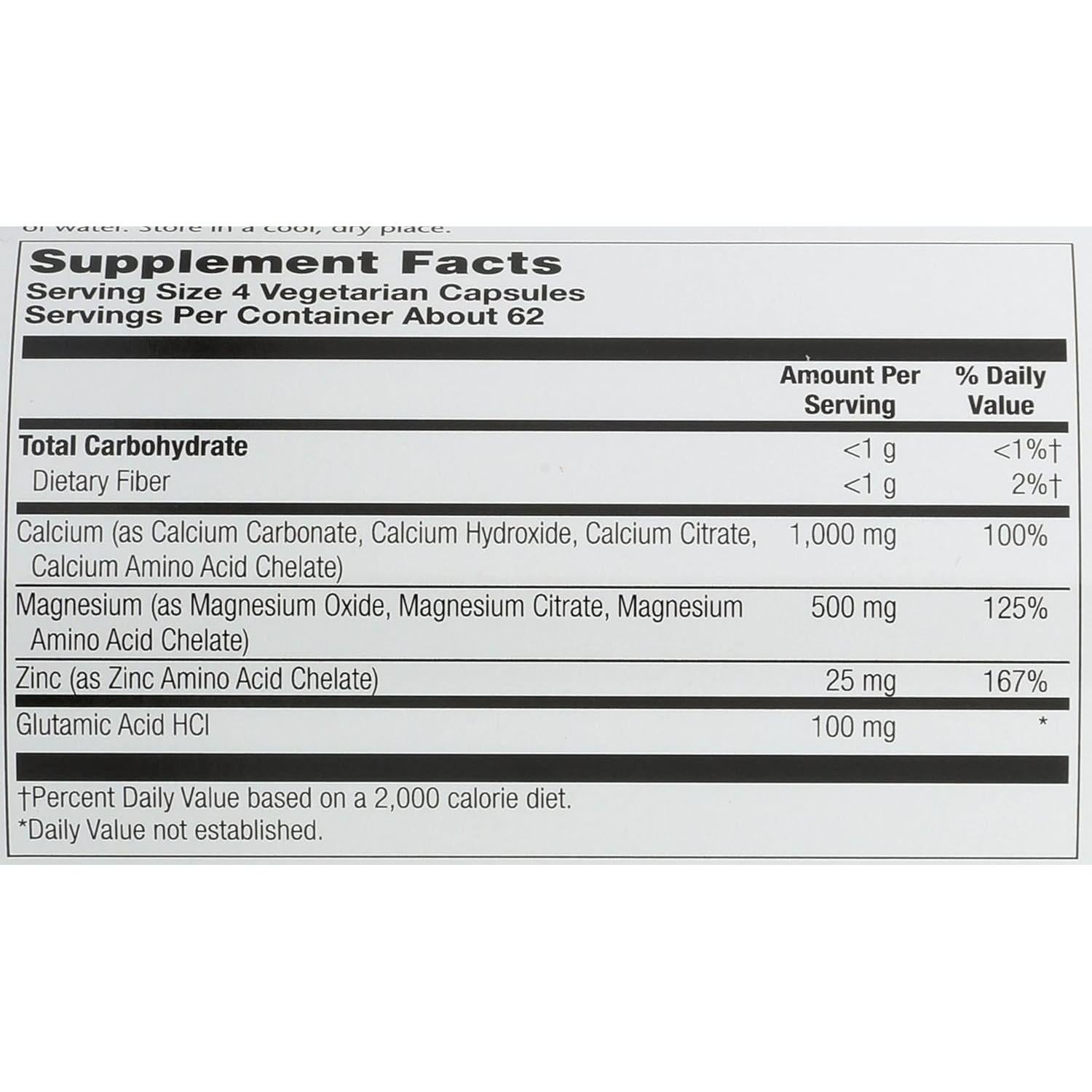 Cápsulas de Calcio, Magnesio y Zinc Solaray - 250 Unidades