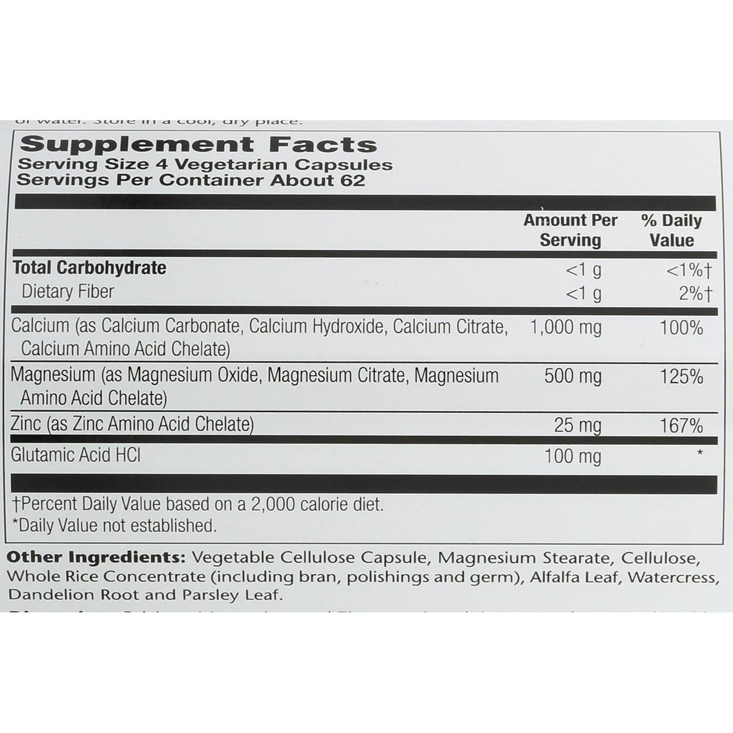 Cápsulas de Calcio, Magnesio y Zinc Solaray - 250 Unidades