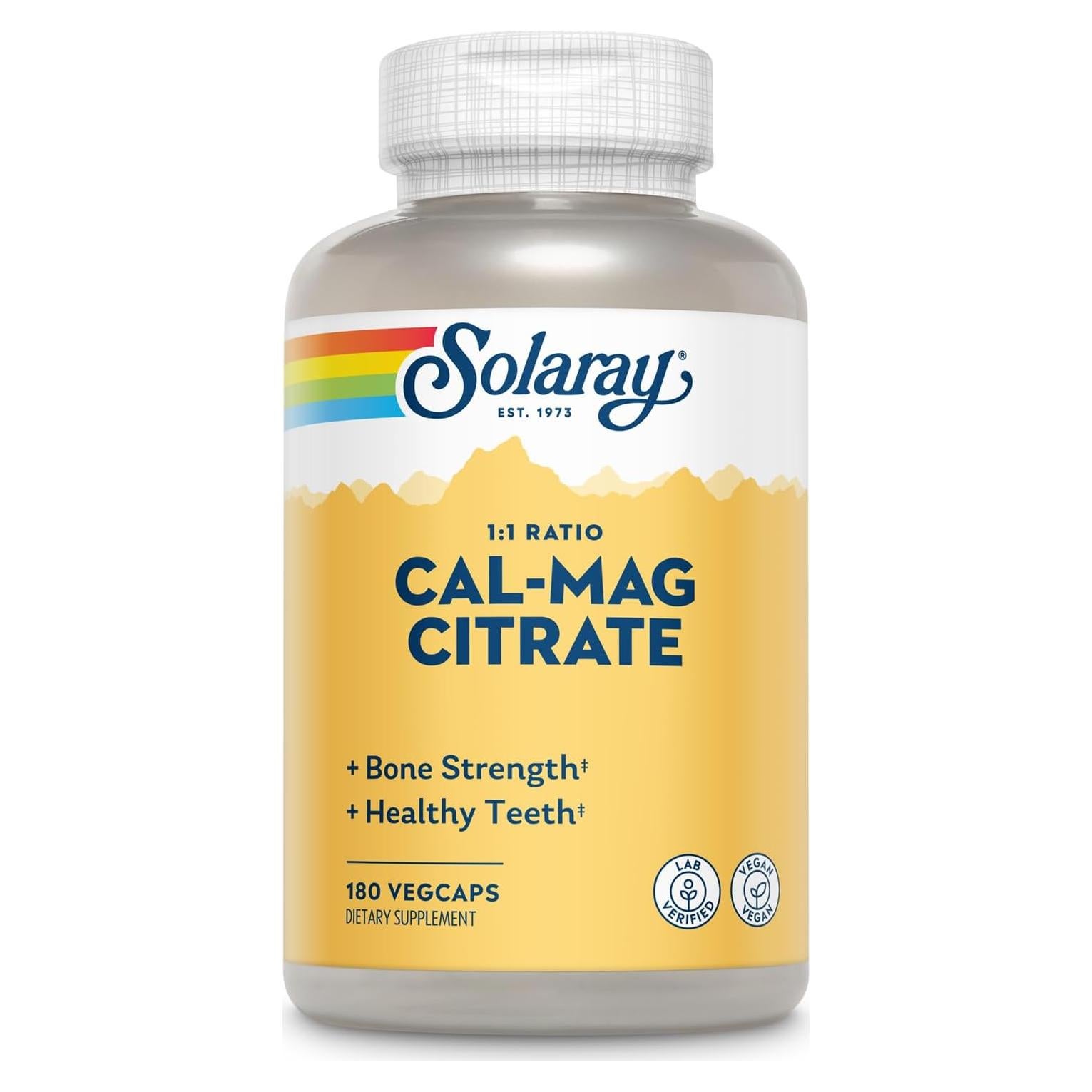 Solaray Citrato de Calcio y Magnesio 180 VegCaps 1000mg