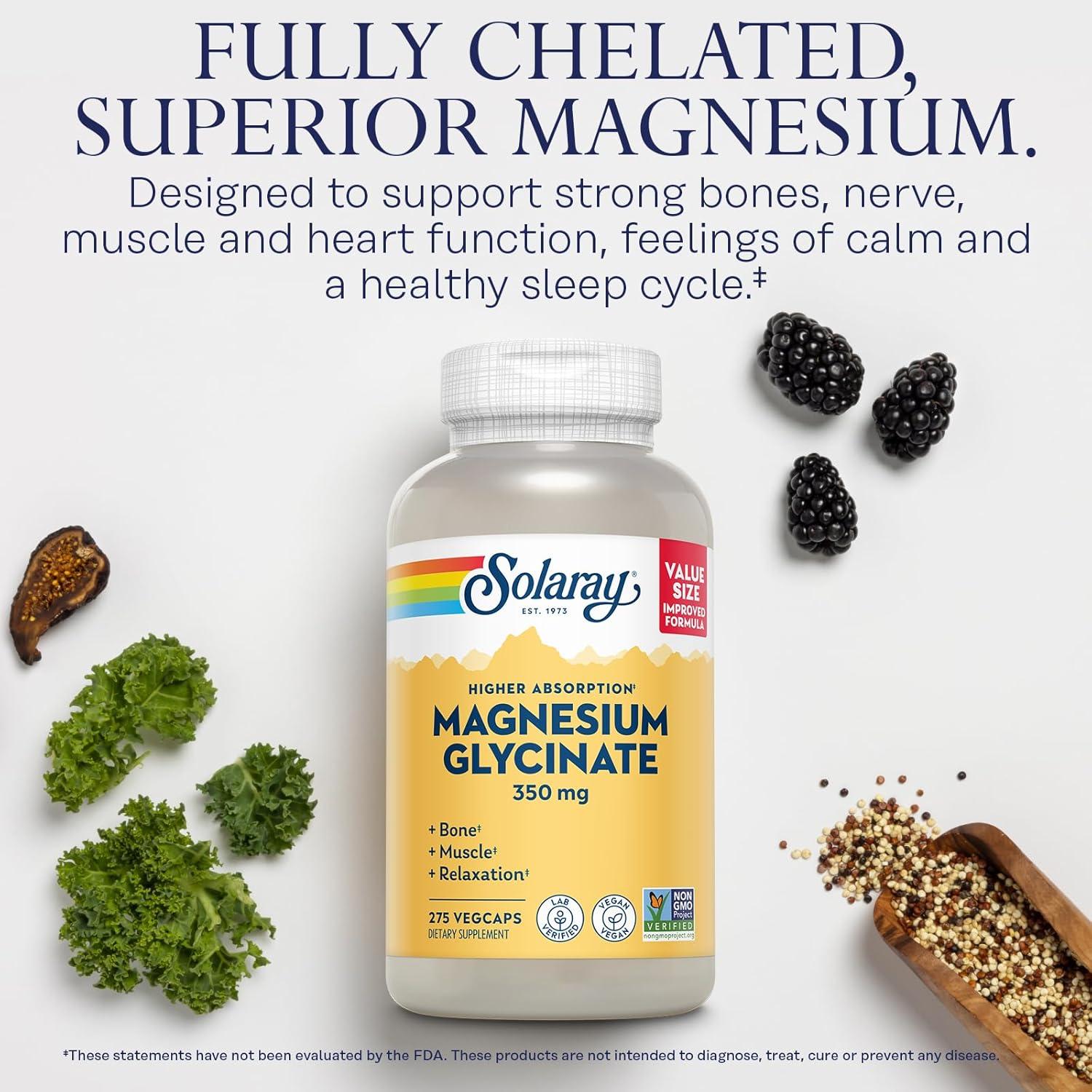 Solaray Mega Vitamina B Estrés y Glicinato de Magnesio 350mg