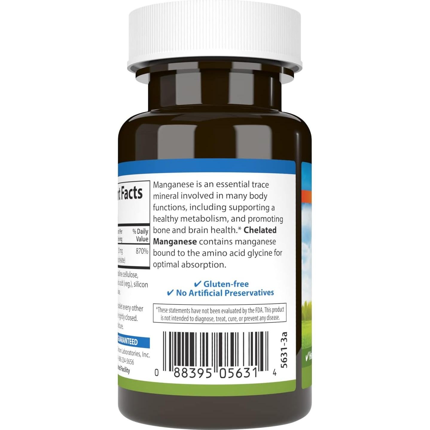 Suplemento de Manganeso Quelado Carlson 20 mg - 100 Tabletas