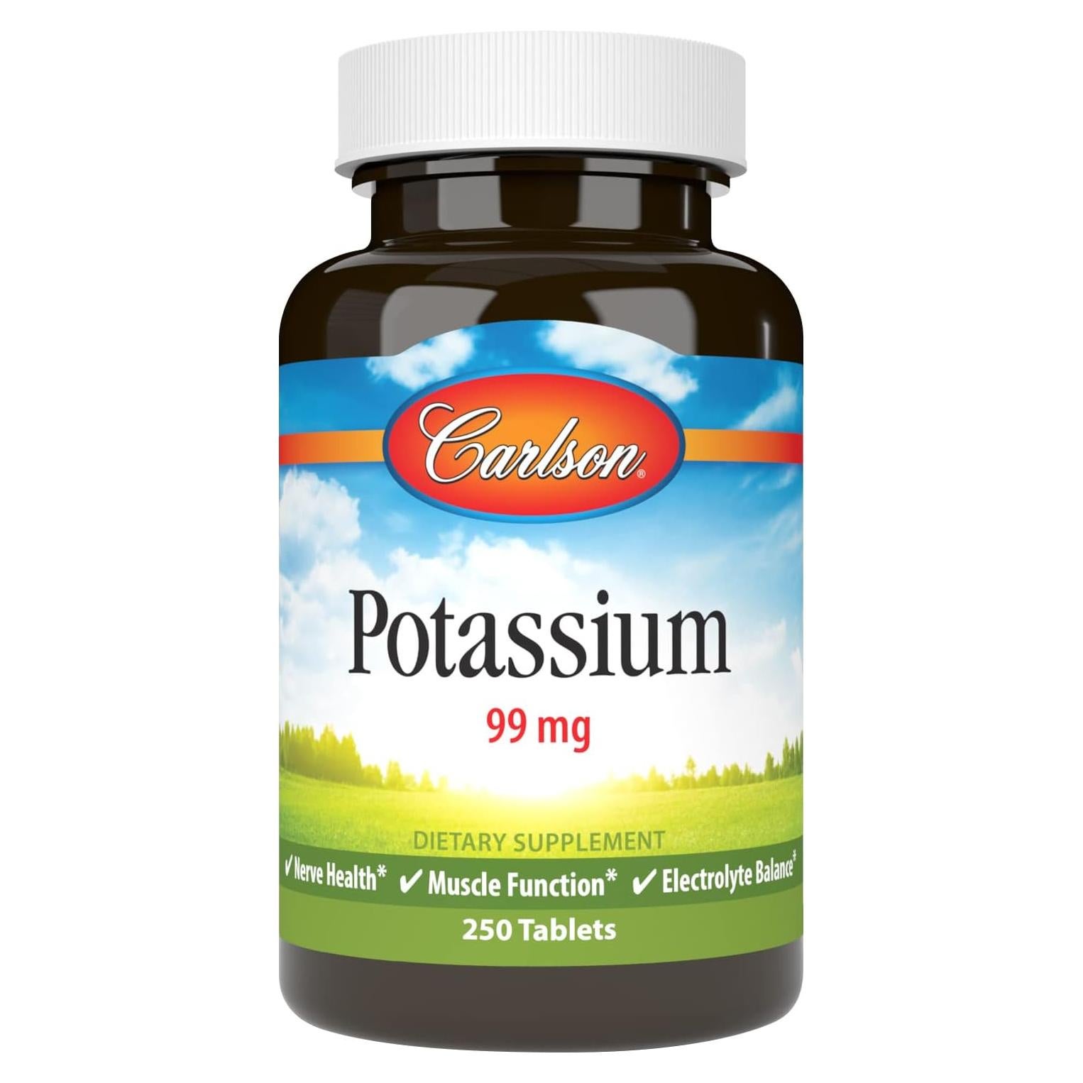 Suplemento de Potasio Carlson 99 mg - 250 Tabletas Salud Muscular