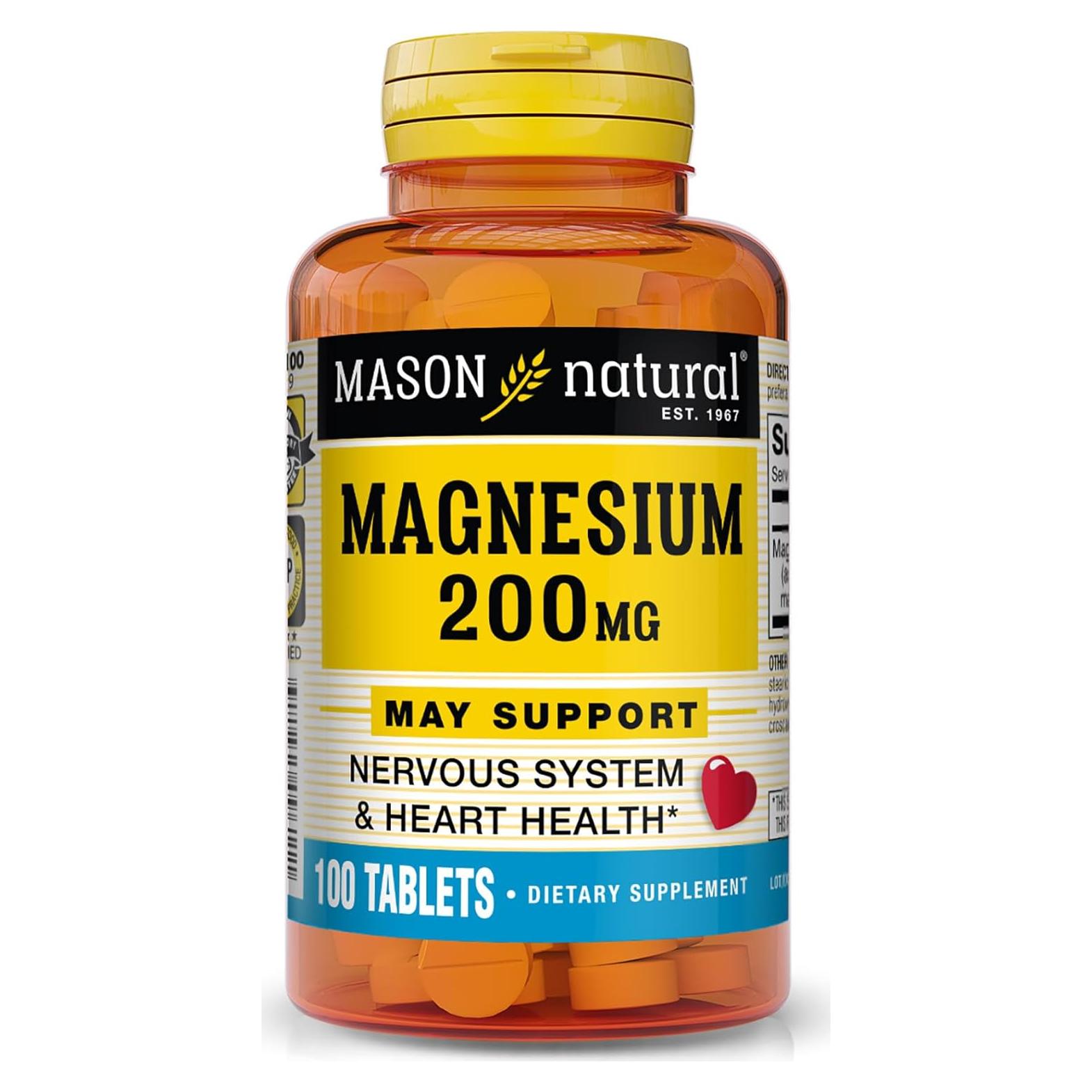 Suplemento de Magnesio 200 mg Mason Natural - 100 Tabletas