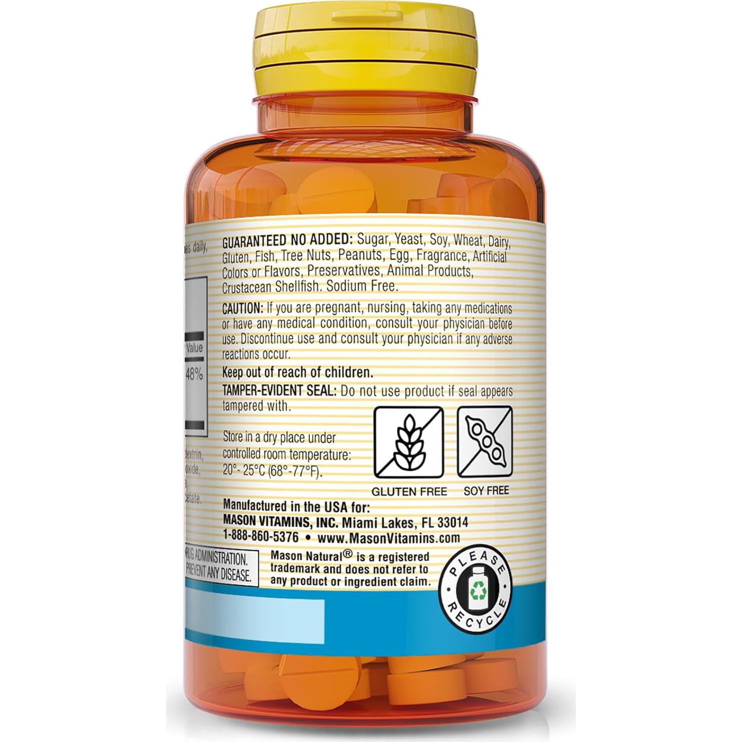 Suplemento de Magnesio 200 mg Mason Natural - 100 Tabletas