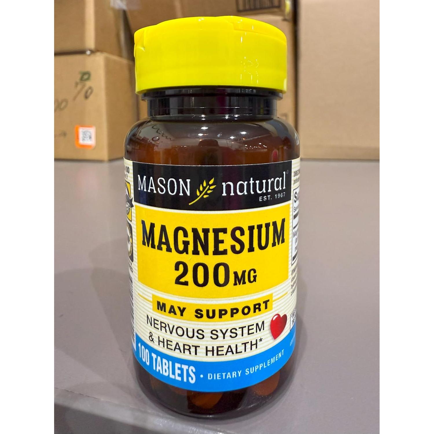 Suplemento de Magnesio 200 mg Mason Natural - 100 Tabletas