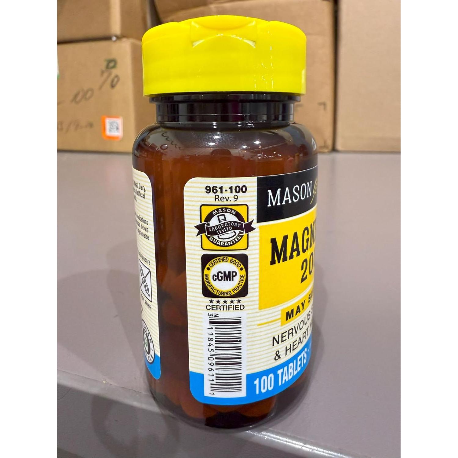 Suplemento de Magnesio 200 mg Mason Natural - 100 Tabletas