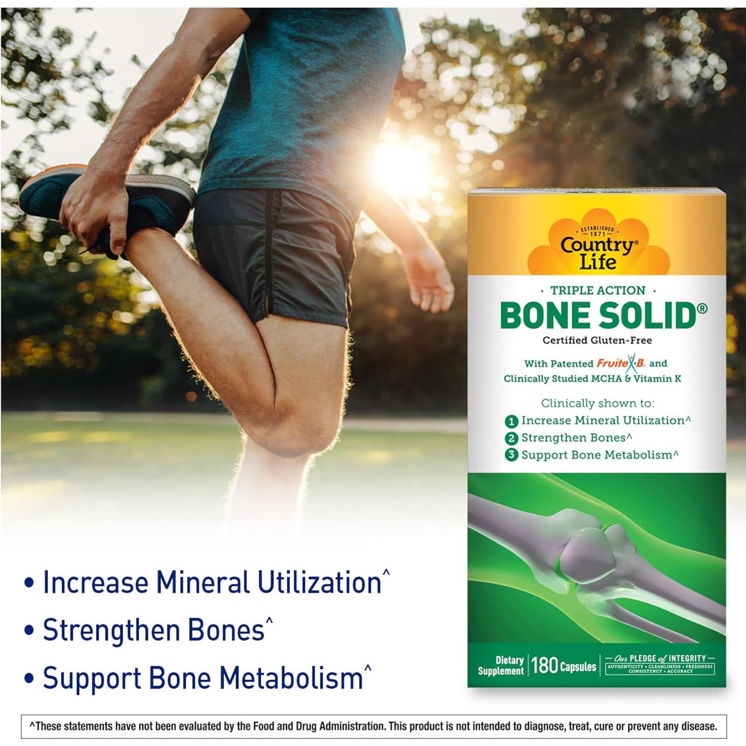 Suplemento de Salud Ósea Country Life Bone Solid 180 Cápsulas