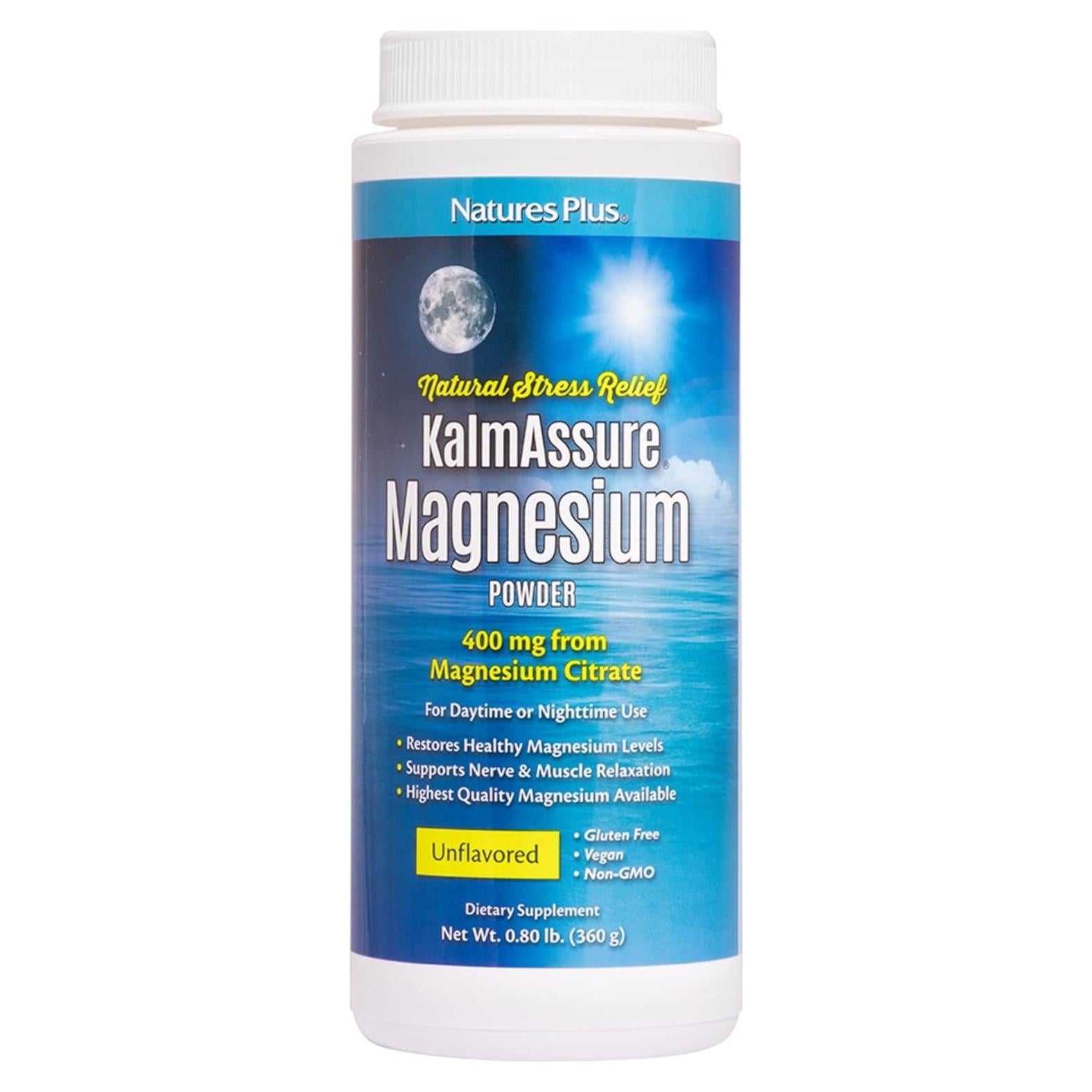 Polvo de Magnesio KalmAssure NaturesPlus 360 g - Sin Sabor - Relajación