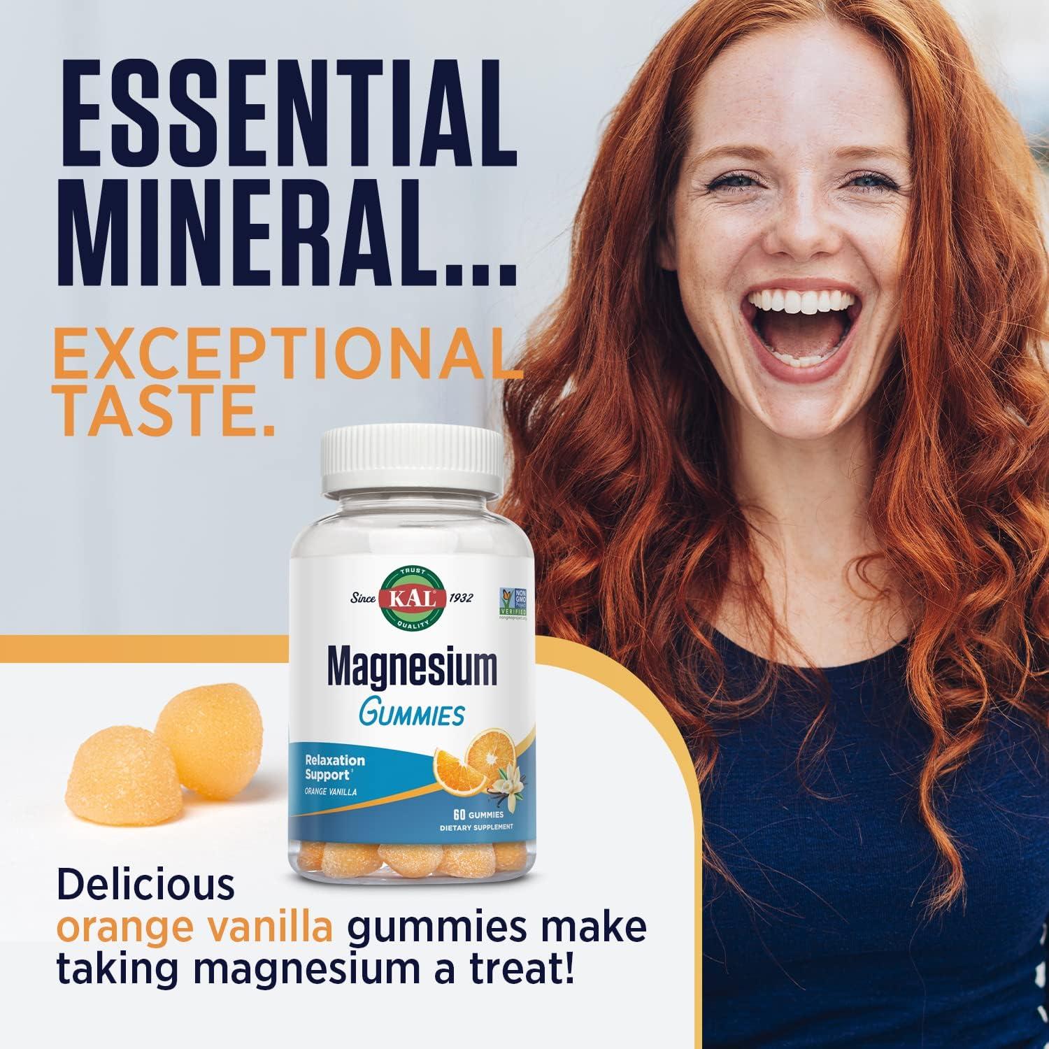 Gomitas de Citrato de Magnesio KAL 330mg - Sabor Naranja Vainilla - 60 Unidades