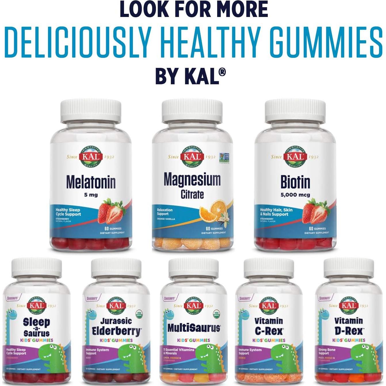 Gomitas de Citrato de Magnesio KAL 330mg - Sabor Naranja Vainilla - 60 Unidades