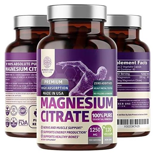 Cápsulas de Citrato de Magnesio Puro 1250mg N1 Nutrition 120 Caps