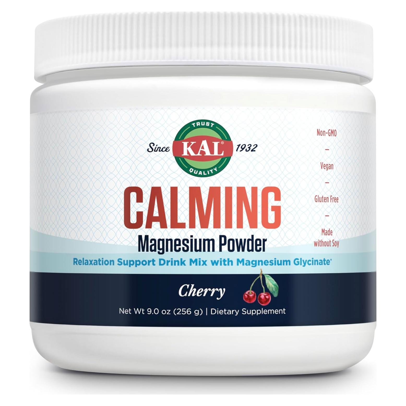 KAL Polvo de Magnesio Calmante Cereza - 255 g, Vegano, Sin Gluten