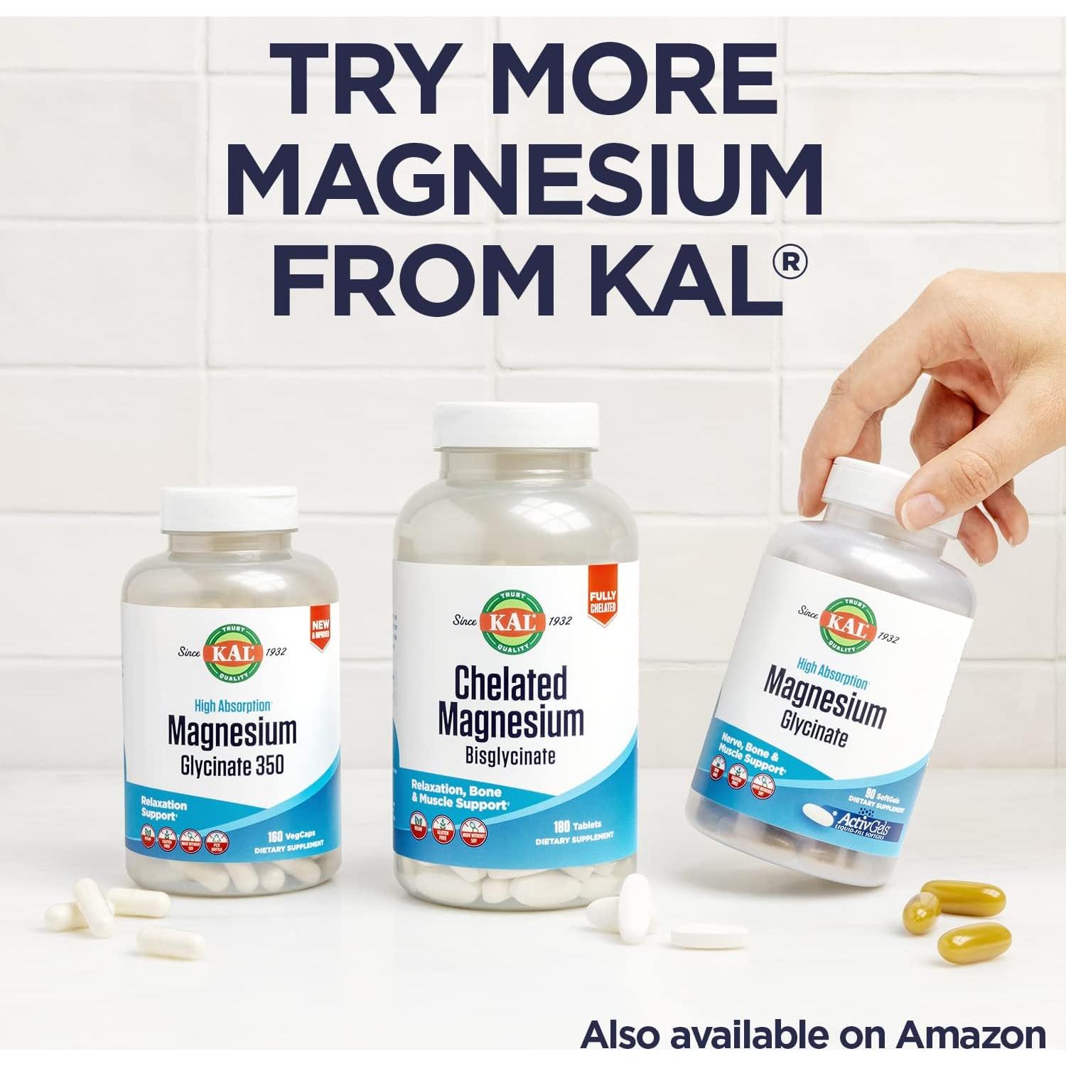 Citrato de Magnesio KAL 400mg - Suplemento Vegano 60 Tabletas