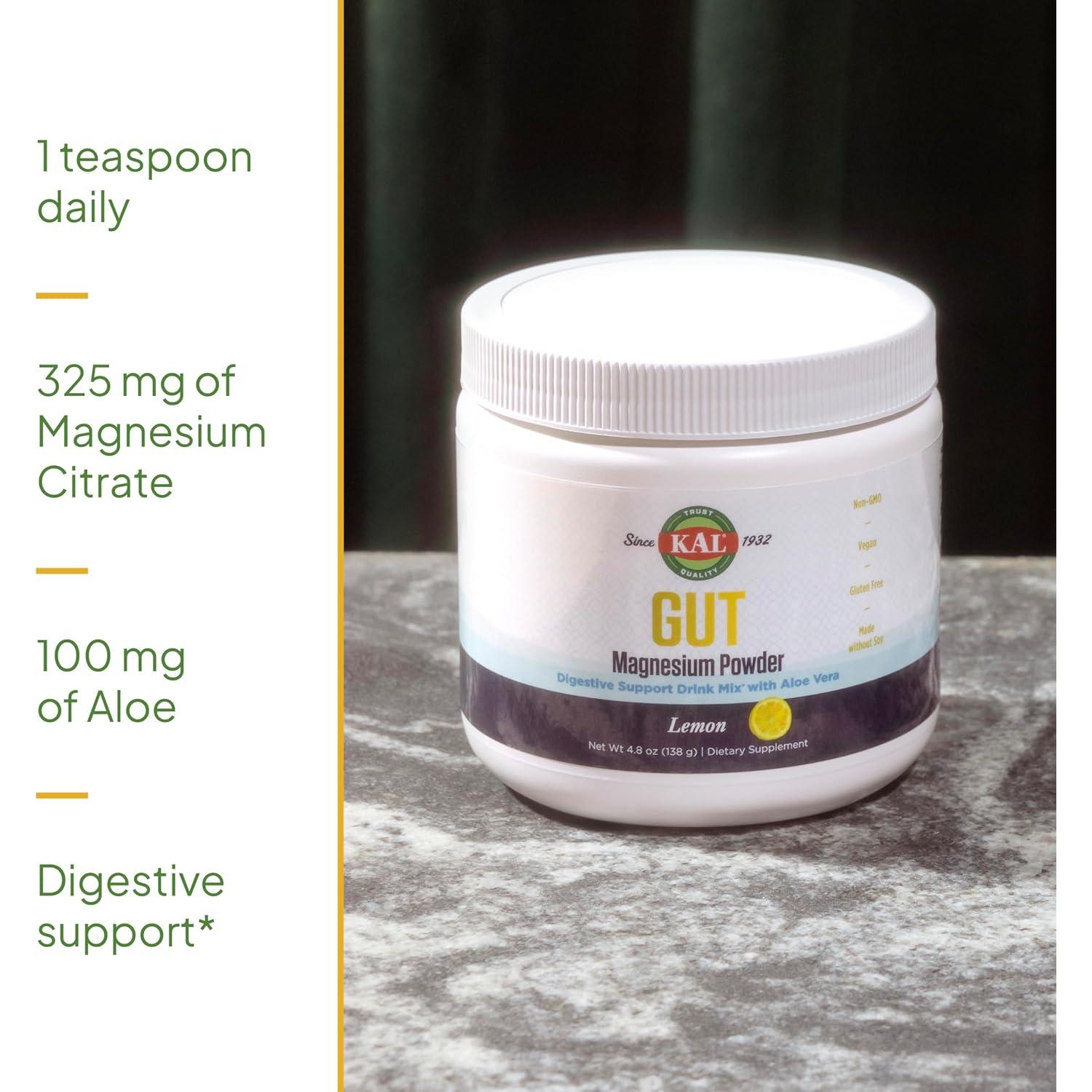 Suplemento de Magnesio KAL con Aloe Vera en Polvo 136g