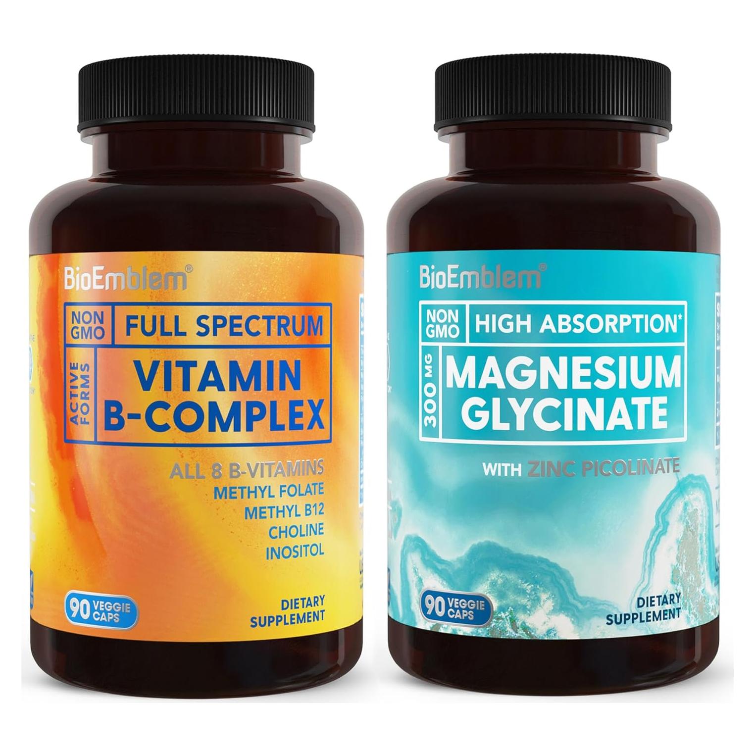 Glicinato de Magnesio BioEmblem 300mg + Zinc 10mg + Vitaminas B