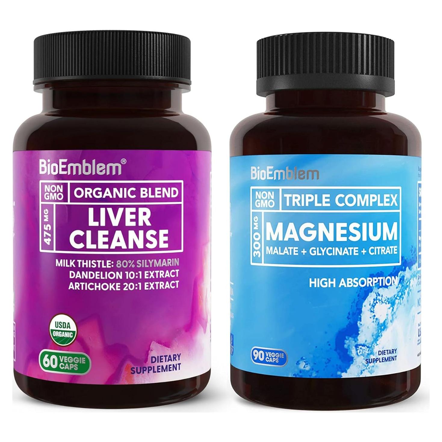 Suplemento de Magnesio BioEmblem 90 Cápsulas + Limpieza Hepática