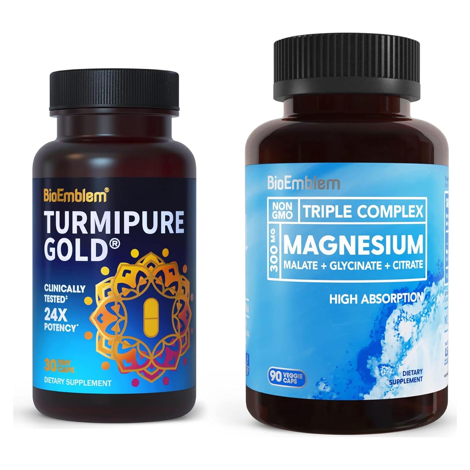Complejo de Magnesio Triple BioEmblem 300mg + Cúrcuma TurmiPure