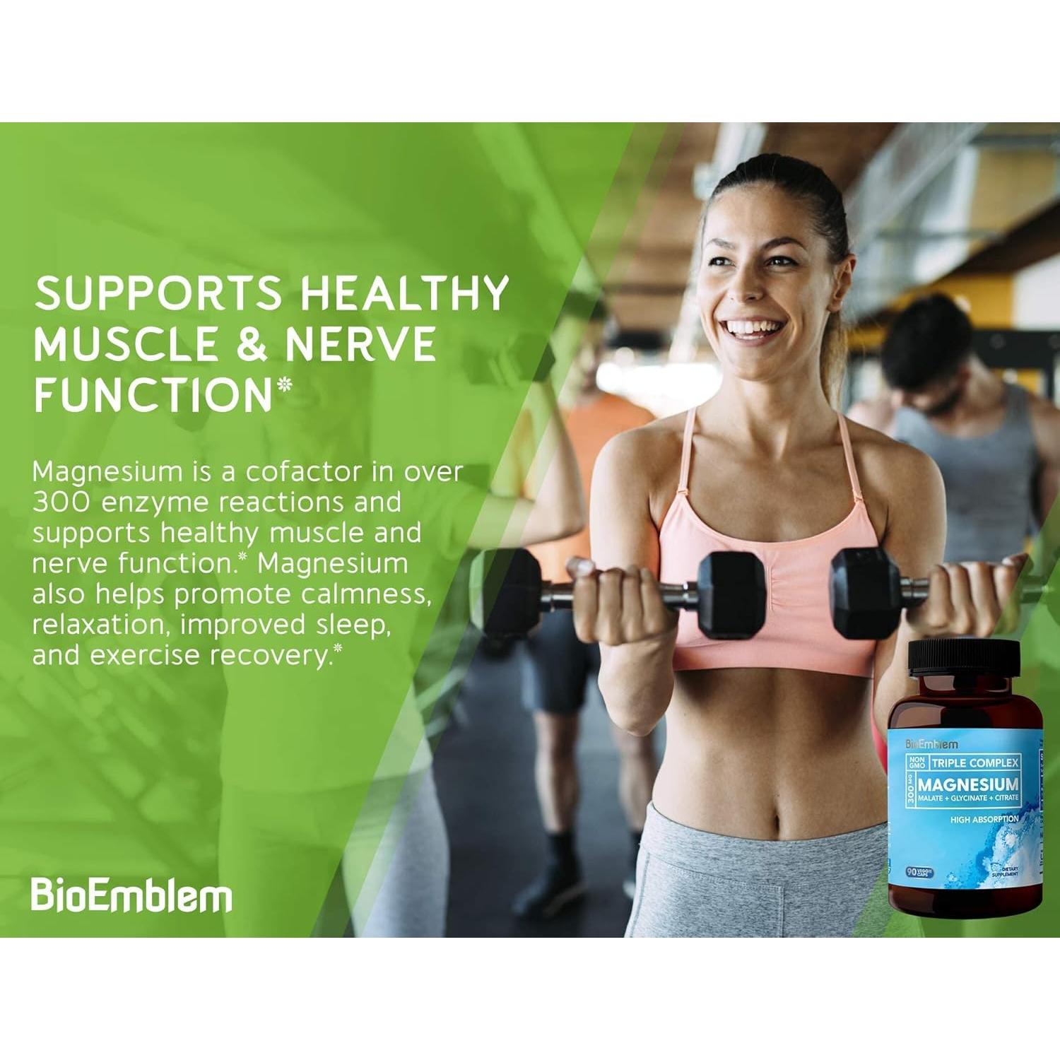 Complejo de Magnesio Triple BioEmblem 300mg + Cúrcuma TurmiPure