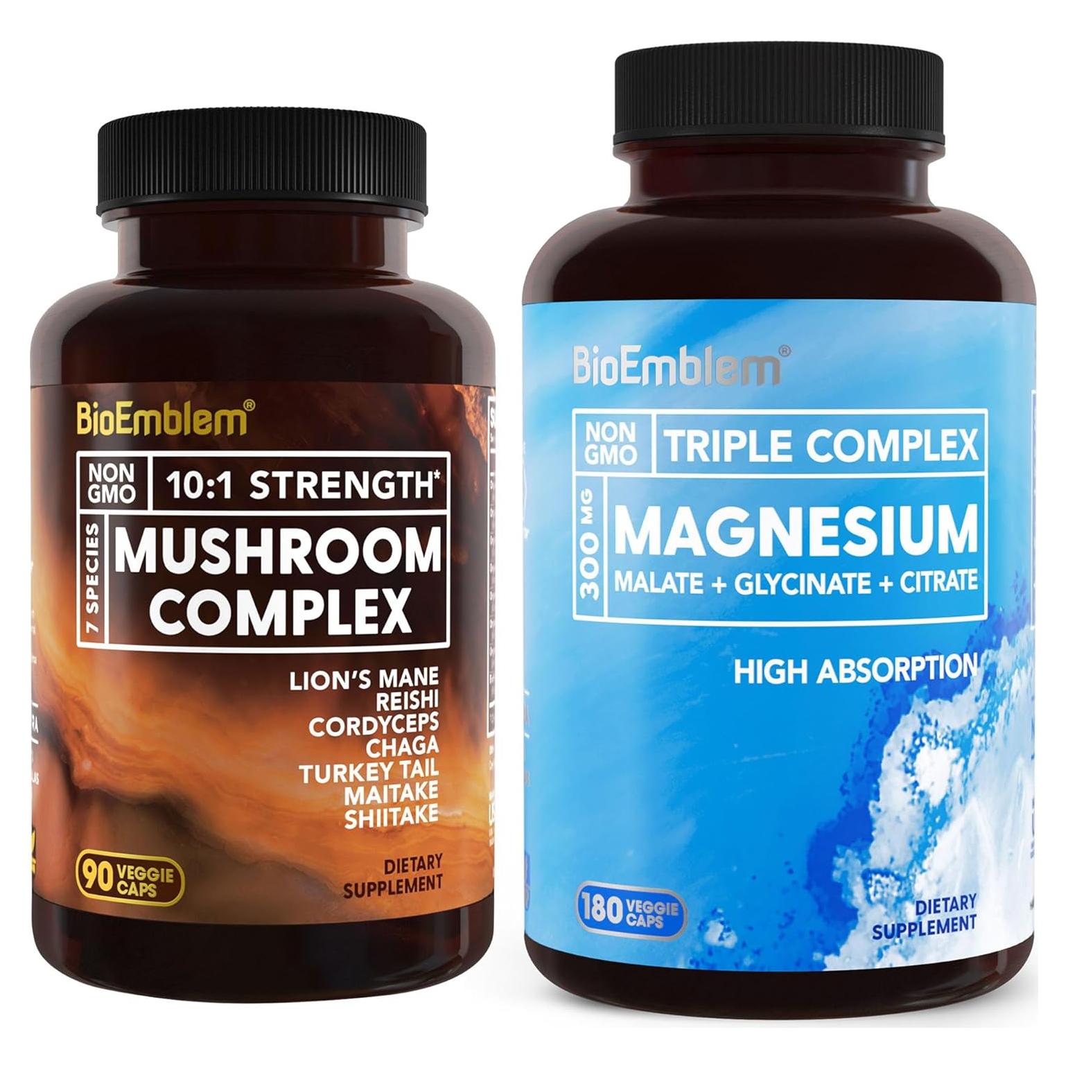 Complejo de Magnesio Triple BioEmblem 180 Cápsulas + 7 Hongos