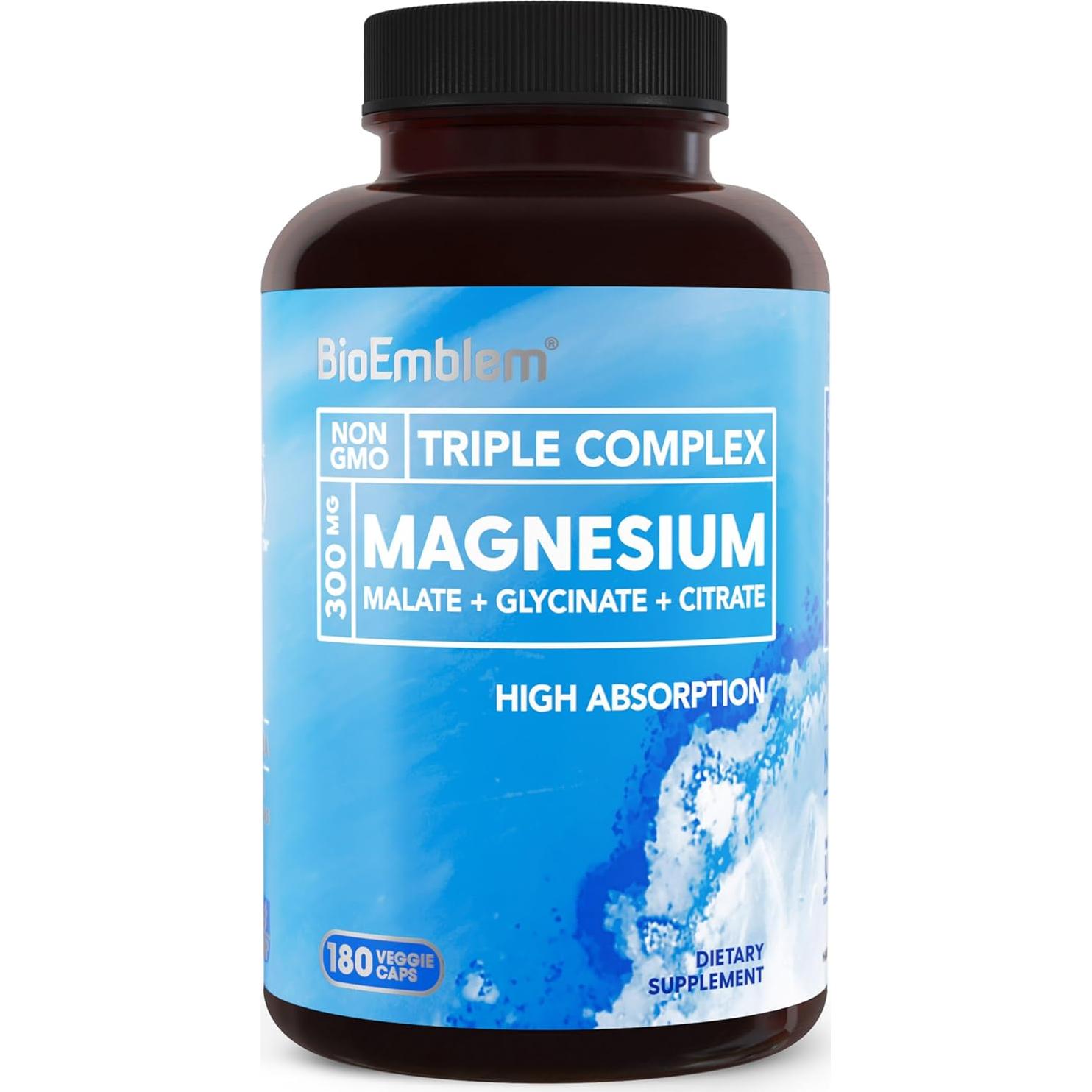 Complejo de Magnesio Triple BioEmblem 180 Cápsulas + 7 Hongos