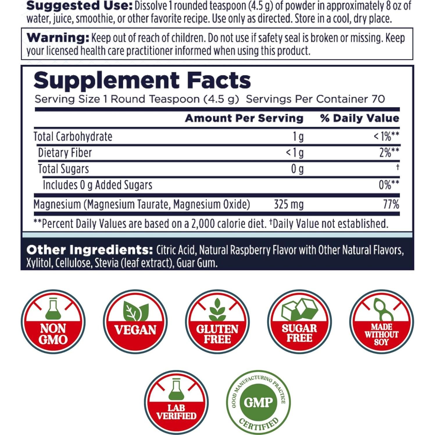 KAL Polvo de Magnesio Corazón Sabor Frambuesa 311g